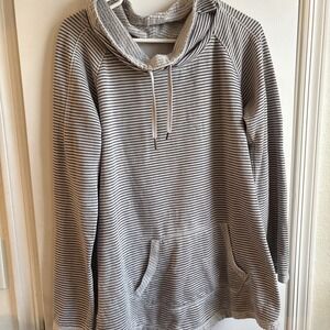 Calvin Klein Performance Striped Cowl Neck Womens Sweatshirt M Cotton Gray White